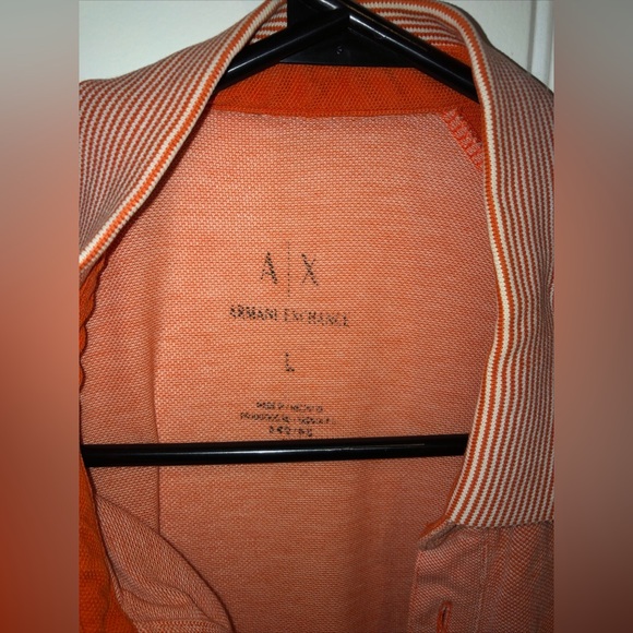 Armani Exchange Polo Shirt Orange Size L Short Sleeve A/X Striped Authentic - Picture 5 of 7